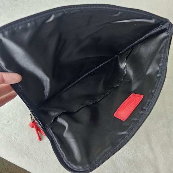 Salvatore Ferragamo Vegan Leather Toiletry Folio Pouch Red Trim Travel Case - Picture 6 of 9